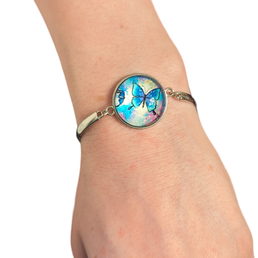 Blue Butterfly Watch Glass Bracelet